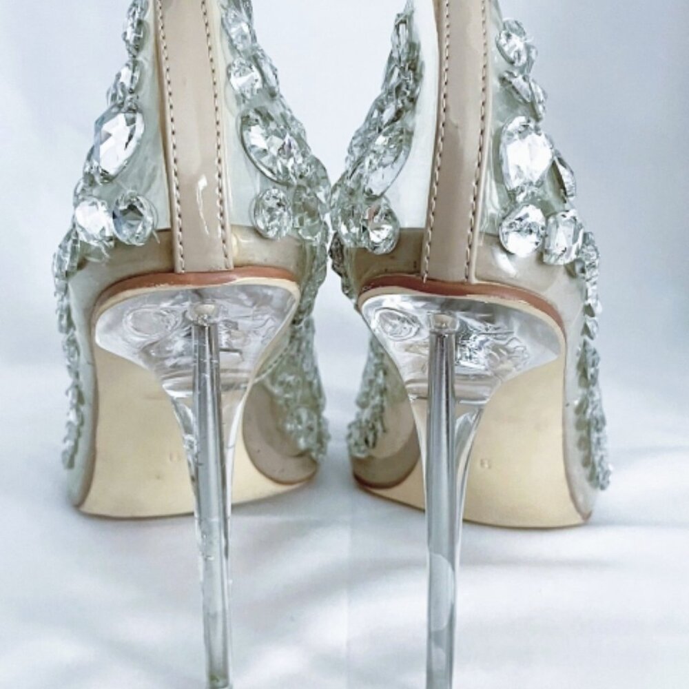 Cinderella Glass Rhinestone Heels Size 9 Azalea Wang High Heels The Bonnie Clear - Picture 3 of 10